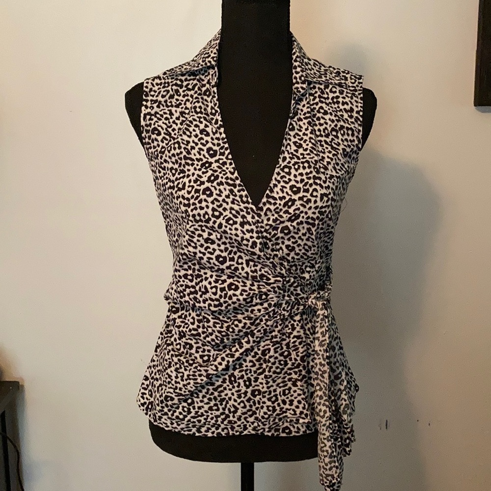 Leopard Print Wrap Around Top sz XS